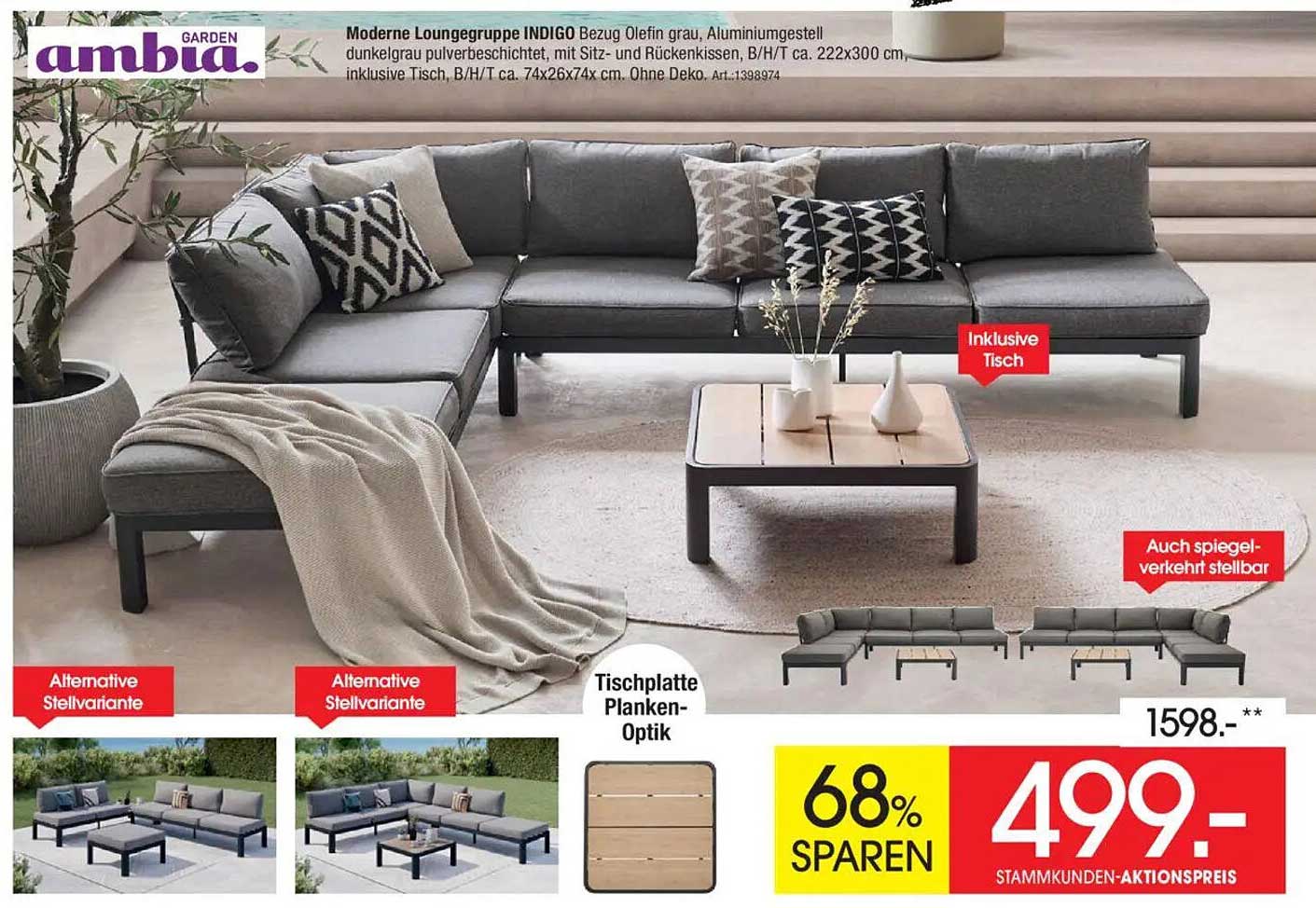 Moderne Lounggruppe INDIGO inkl. Tisch - 68% sparen!