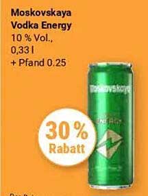 Moskovskaya Vodka Energy 0,33 l – 30 % Rabatt!