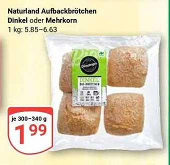 Naturland Aufbackbrötchen Dinkel oder Mehrkorn