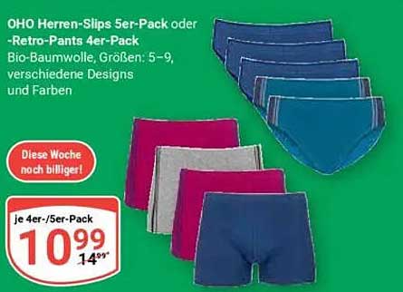 OHO Herren-Slips 5er-Pack oder Retro-Pants 4er-Pack