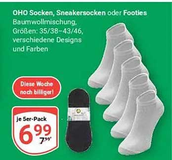 OHO Socken, Sneakersocken oder Footies 5er-Pack