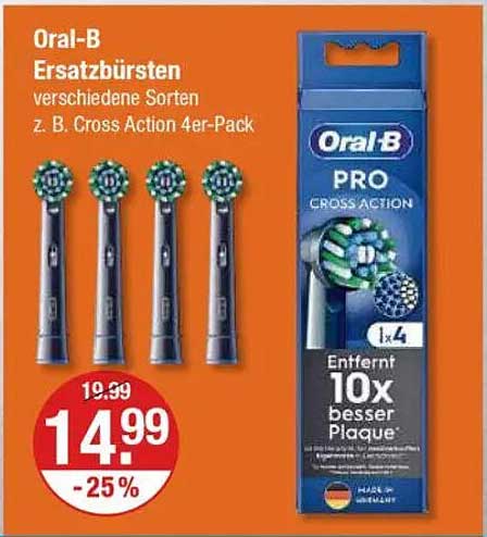 Oral-B Ersatzbürsten Pro Cross Action 4er-Pack - Jetzt im Angebot!