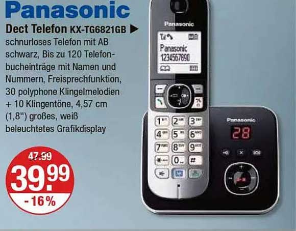 Panasonic Dect Telefon KX-TG6821GB – schnurloses Telefon mit AB