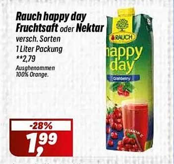 Rauch happy day Fruchtsaft oder Nektar - verschiedene Sorten, 1 Liter Packung