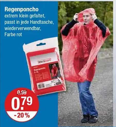 Regenponcho - extrem klein gefaltet, passt in jede Handtasche