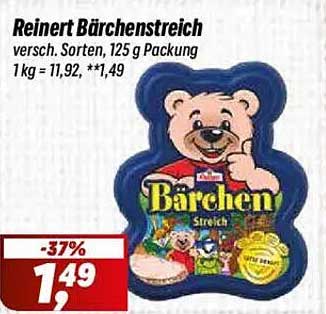 Reinert Bärenstreich, versch. Sorten, 125 g Packung