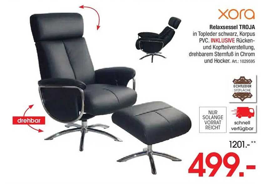 Relaxsessel TROJA in Topleder schwarz
