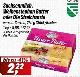 Sachsenmilch, Weihenstephan Butter oder Die Streichzarte 250 g