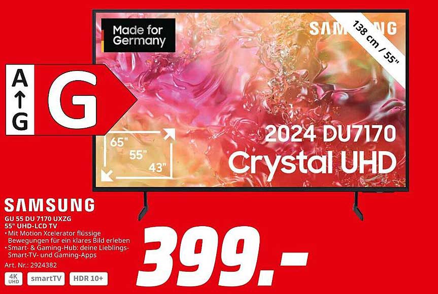 Samsung 55" UHD-LCD TV GU 55 DU 7170 UXZG (2024)