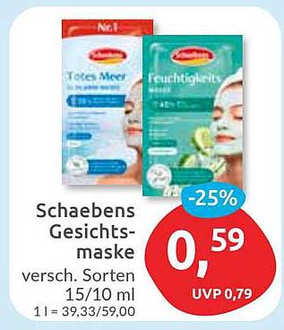 Schaebens Gesichtsmaske - Verschiedene Sorten 15/10 ml
