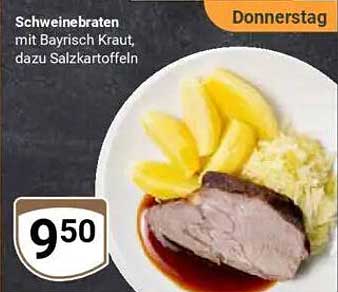 Schweinebraten mit Bayrisch Kraut, dazu Salzkartoffeln