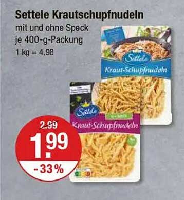 Settele Krautschupfnudeln mit und ohne Speck, je 400-g-Packung