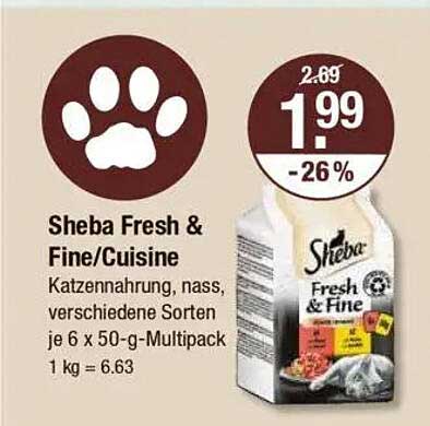 Sheba Fresh & Fine/Cuisine Katzennahrung, nass, verschiedene Sorten 6 x 50-g-Multipack
