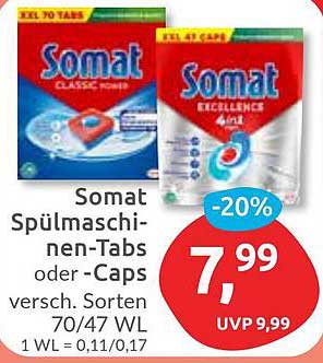 Somat Spülmaschinen-Tabs oder -Caps, verschiedene Sorten