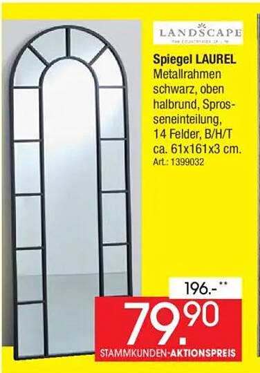 Spiegel LAUREL mit Metallrahmen schwarz, oben halbrund