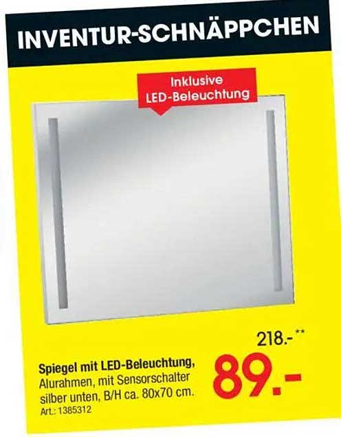 Spiegel mit LED-Beleuchtung und Alurahmen