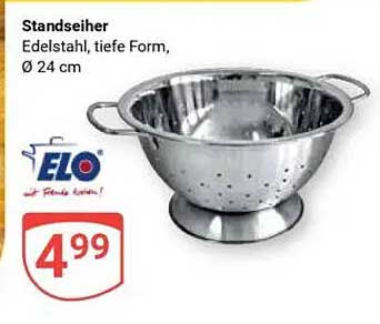 Standseihe von ELO, Edelstahl, tiefe Form, Ø 24 cm
