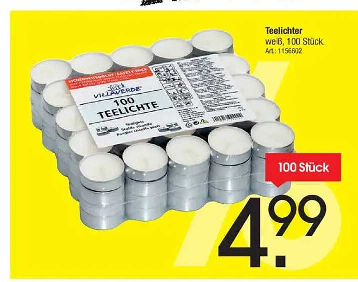 Teelichter weiß, 100 Stück