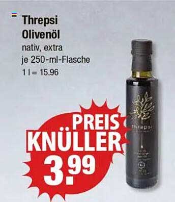 Threpsi Olivenöl nativ, extra je 250-ml-Flasche