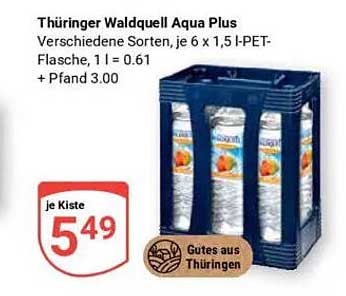 Thüringer Waldquell Aqua Plus, je 6 x 1,5 l PET-Flasche