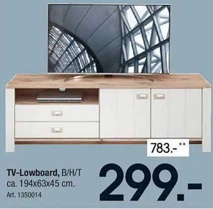 TV-Lowboard, B/H/T ca. 194x63x45 cm