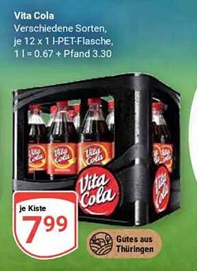Vita Cola - Verschiedene Sorten, je 12 x 1 l-PET-Flasche