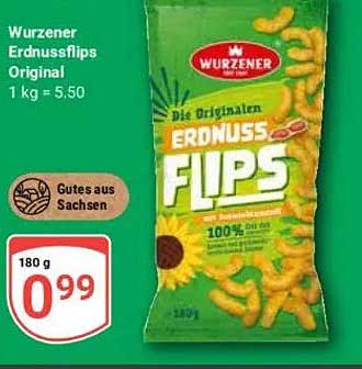 Wurzener Erdnussflips Original 180 g