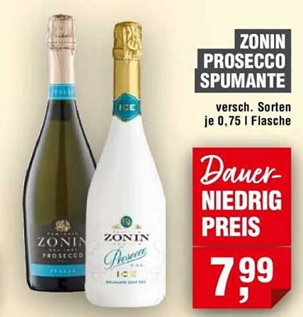 ZONIN PROSECCO SPUMANTE - verschiedene Sorten je 0,75 l Flasche