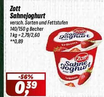 Zott Sahnejoghurt - verschiedene Sorten und Fettstufen