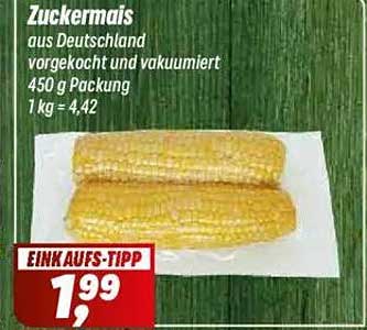 Zuckermais aus Deutschland, vorgekocht und vakuumiert, 450 g