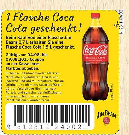 1 Flasche Coca Cola geschenkt!