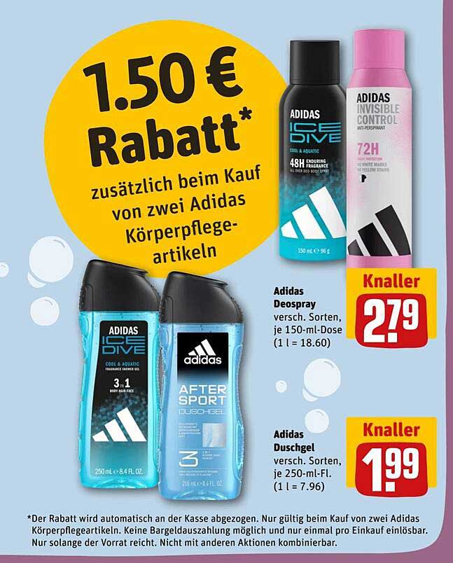 1,50 € Rabatt auf Adidas Körperpflegeartikel