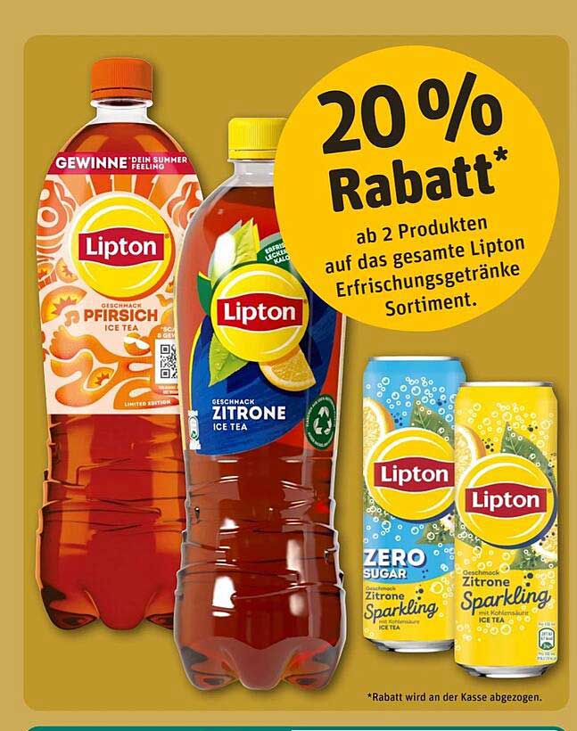 20 % Rabatt auf das gesamte Lipton Erfrischungsgetränke Sortiment
