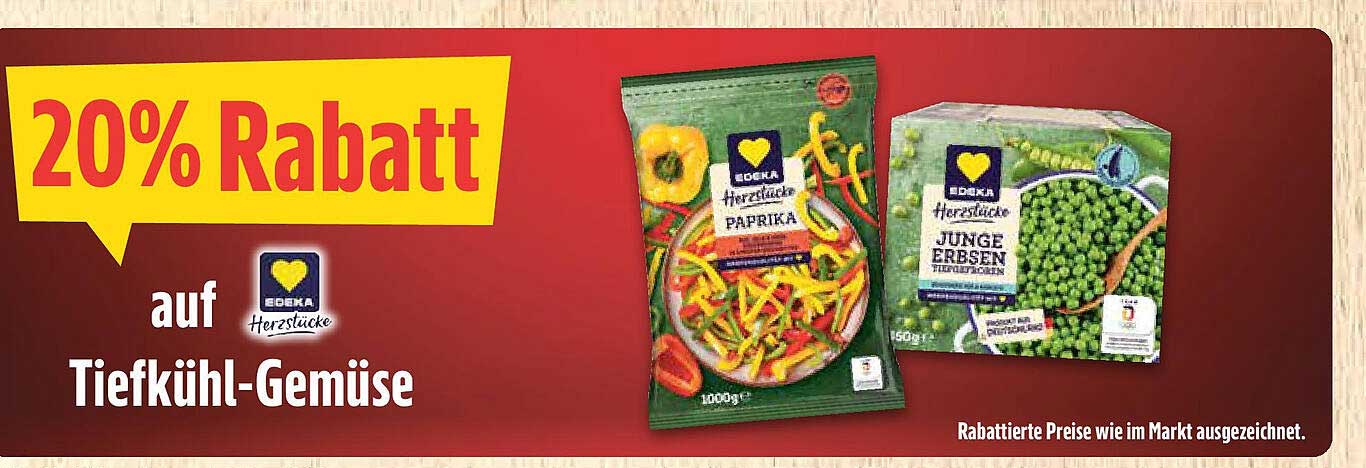 20% Rabatt auf Tiefkühl-Gemüse von EDEKA Herzstücke