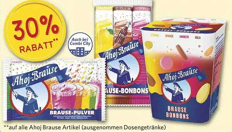 30% Rabatt auf Ahoj-Brause Artikel - die spritzige Erfrischung!