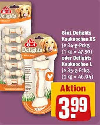 8in1 Delights Kauknochen XS 84 g oder Delights Kauknochen L 85 g