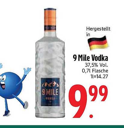9 Mile Vodka 0,7l - 37,5% Vol.
