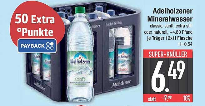 Adelholzener Mineralwasser - 12 x 1,0l Kasten