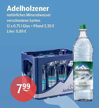 Adelholzener Mineralwasser, verschiedene Sorten 12 x 0,75 l