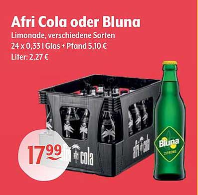 Afri Cola oder Bluna, Limonade, verschiedene Sorten, 24 x 0,33 l