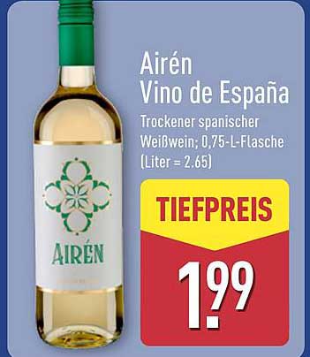 Airén Vino de España - Trockener spanischer Weißwein, 0,75-L-Flasche