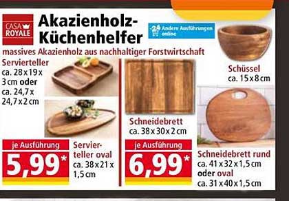 Akazienholz-Küchenhelfer - Servierteller, Schüssel und Schneidebretter