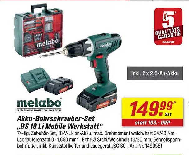 Akku-Bohrschrauber-Set „BS 18 Li Mobile Werkstatt“
