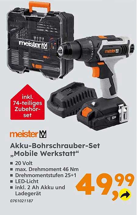 Akku-Bohrschrauber-Set „Mobile Werkstatt“