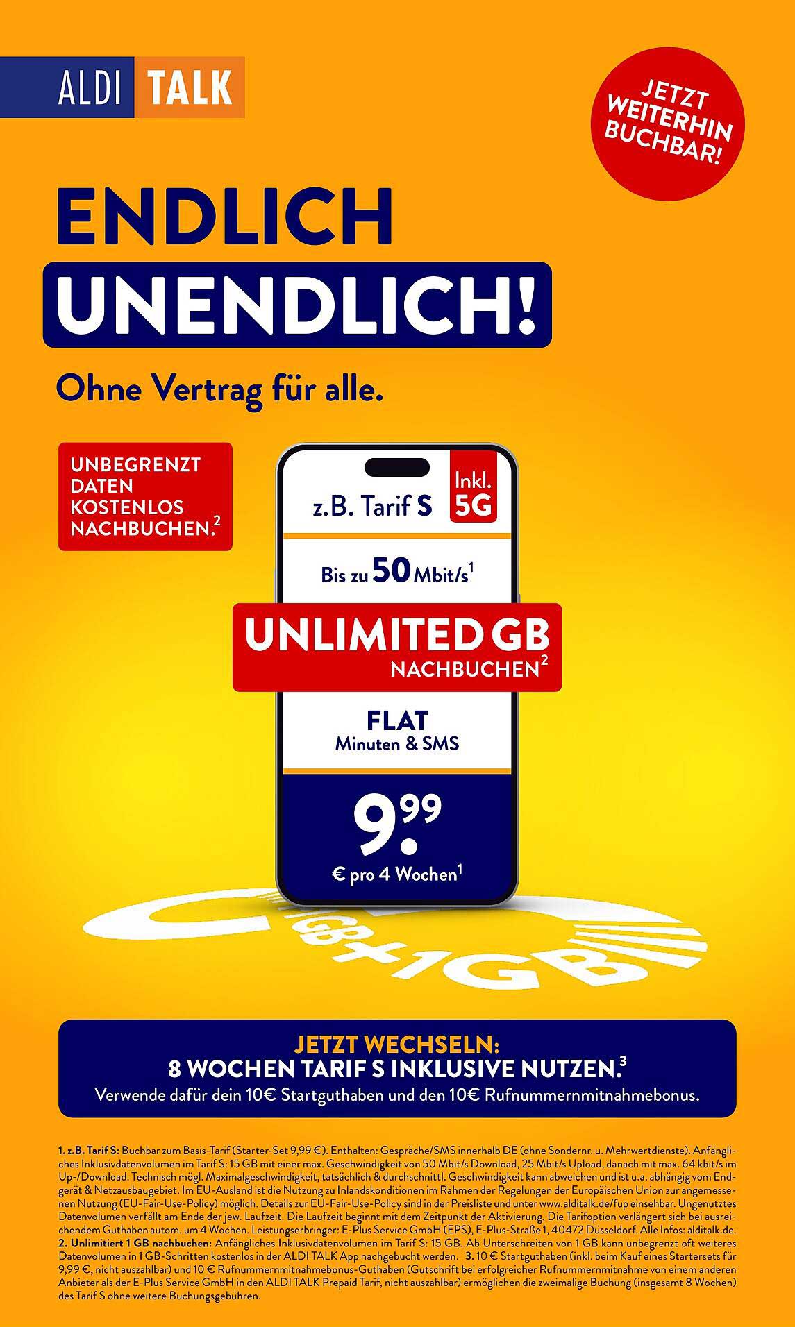 ALDI TALK UNLIMITED GB Nachbuchen für nur 9,99 €