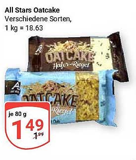 All Stars Oatcake - Verschiedene Sorten, 1 kg = 18,63