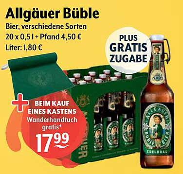 Allgäuer Büble Bier 20 x 0,5 l + Pfand 4,50 €