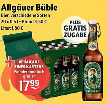 Allgäuer Büble Bier, verschiedene Sorten 20 x 0,5 l + Pfand 4,50 €