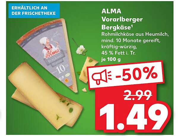 ALMA Vorarlberger Bergkäse - 50% Reduzierung!