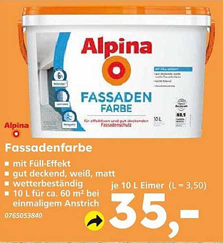 Alpina Fassadenfarbe 10 L Eimer – jetzt zum Sonderpreis!